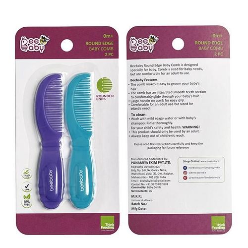 BeeBaby Round Edge Baby Comb -(Blue & violet) 0M+ 2's