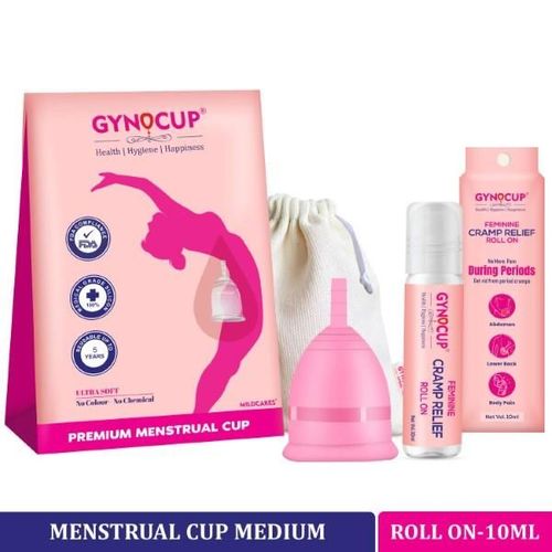 GynoCup Reusable Menstrual Cup - Medium + Natural Intimate GynoWipe 10's