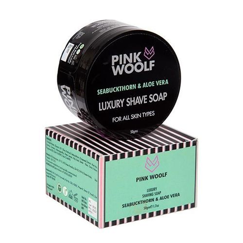 Pink Woolf Luxury Shaving Soap - Seabuckthorn & Aloe Vera 50 gm (Box)