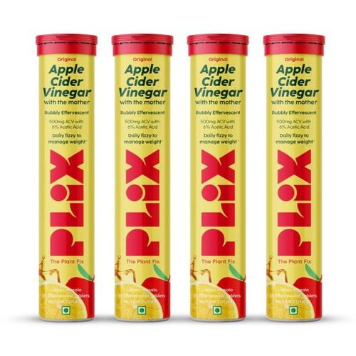Plix Original Apple Cider Vinegar Effervescent Tablet - Lemon Masala (Pack of 4 x 15's) 1's