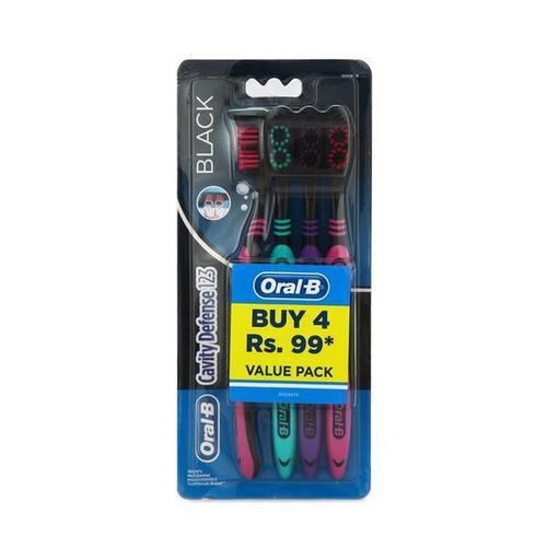 Oral B Cavity Defense 123 Black Value Pack Toothbrush - Medium 4's