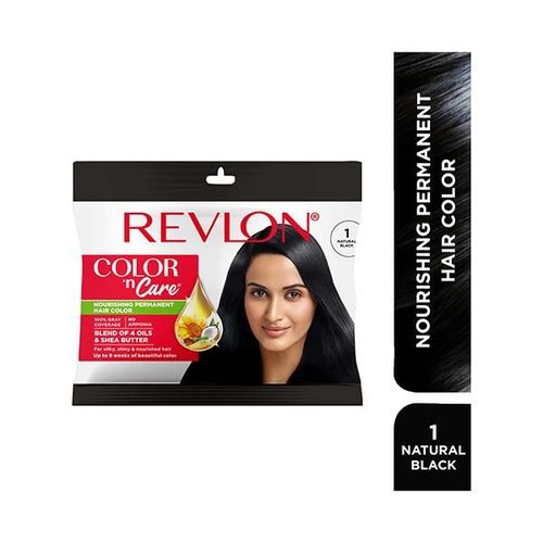Revlon Color 'N Care Nourishing Permanent Hair Color - 1 Natural Black Sachet HAIR color cream 20g (when packed),Cream Developer 30ml (when packed) 1's