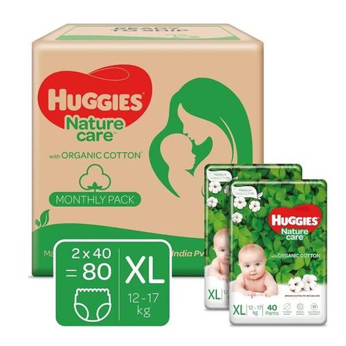 Huggies Nature Care Organic Cotton Diaper Pants (M) (Pack of 2 x 40's)