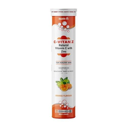 Healthvit C-Vitan Z Natural Vitamin C with Zinc Effervescent Tablet - Orange Flavour 20's