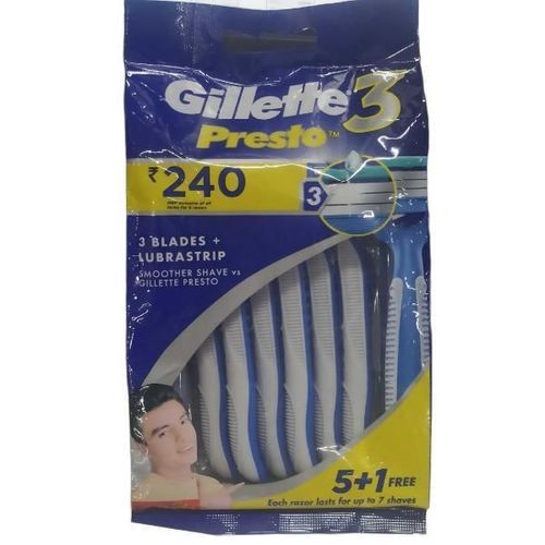 Gillette Presto 3 Razors (Pack of 5's + 1's Free)