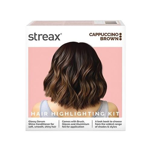 Streax Ultralights Hair Colour Highlight Kit, Brown Hair Colour, Cappuccino Brown, 1's