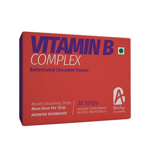 BonAyu Vitamin B Complex Mouth Dissolving Strips - Butterscotch Chocolate 30's