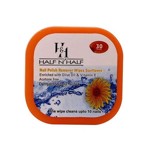 Half N Half Nail Polish Remover Wipes, Sunflower Enriched with Olive Oil & Vitamin E 1's