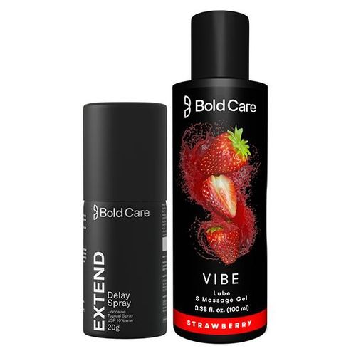 Bold Care Lube Combo Pack (Vibe Lube 100 ml - Strawberry + Extend Delay Spray 20 gm)