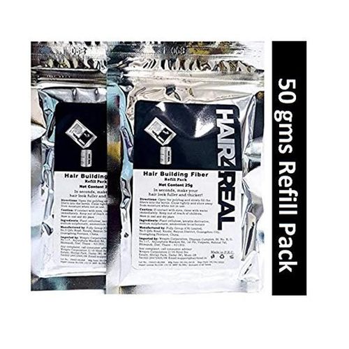 Hair4Real Hair Building Fiber Powder - Black (Pack of 2 X 25 ml)