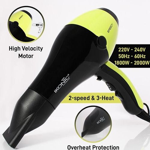Ikonic Professional Speedy Hair Dryer - Black & Green