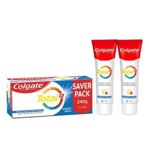 Colgate-Palmolive, Colgate Total Whole Mouth Health, Antibacterial Toothpaste (Advanced Health, Saver Pack of 2) 240 gm