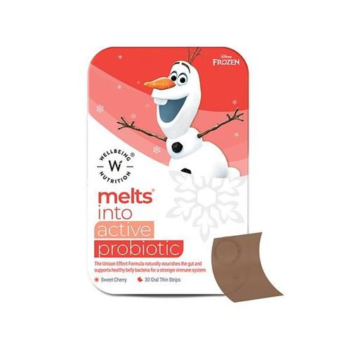 Wellbeing Nutrition Frozen Olaf Melts Kids Organic Active Probiotic and Prebiotic Vitamin C and D3 (30 Strips)