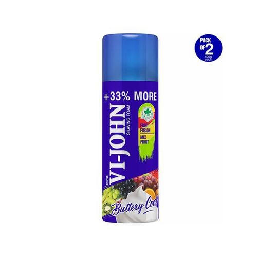 Vi-John Shaving Foam - Fruit Fusion Mix Fruit - Pack of 2 x 400 gm