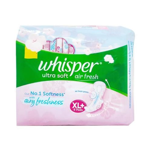 Whisper Ultra Soft Air Fresh Sanitary Pads (XL+) 6's