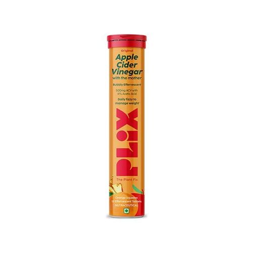 Plix The Plant Fix Apple Cider Vinegar Effervescent Tablet (Orange Squeeze), 15 Tablets 1's