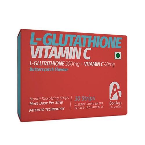 BonAyu L Glutathione 500 mg + Vitamin C 40 mg Mouth Dissolving Strips - Butterscotch 30's