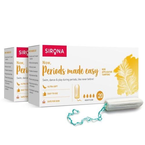 Sirona FDA Approved Non-Applicator Tampon - Heavy Flow (Pack of 2 x 20's)