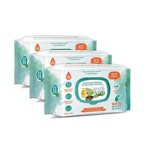Buddsbuddy Cucumber Based Skincare Baby Wet Wipes (Pack of 3 x 80's)