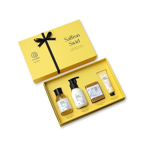 Brillare Saffron Swirl Gift Box - Saffron Body Wash, Saffron Body Scrub, Saffron Face Wash, Saffron Face Scrub 900gm 1's
