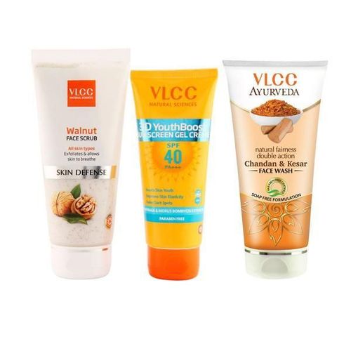 VLCC 3D Youth Boost SPF 40 50 gm + Walnut Scrub 80 gm + Chandan Kesar Face Wash 50 ml