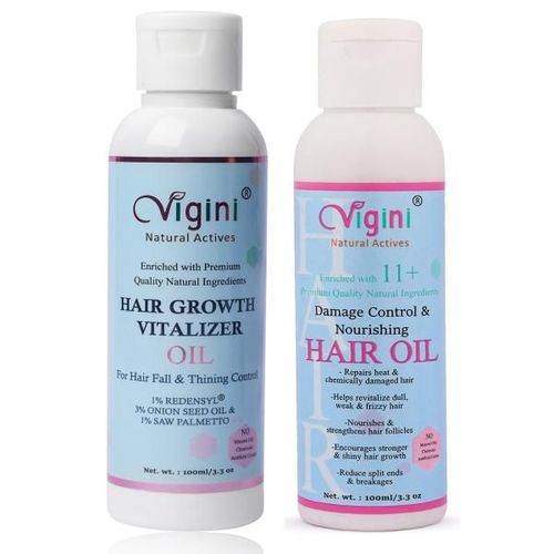 Vigini Natural Actives Hair Growth Vitalizer Oil 100 ml + Damage Control & Nourishing Hair Oil 100 ml