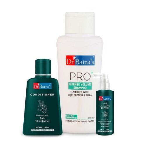 Dr Batra's PRO+ Intense Volume Shampoo 500 ml + Hair Vitalizing Serum 125 ml + Conditioner 100 ml