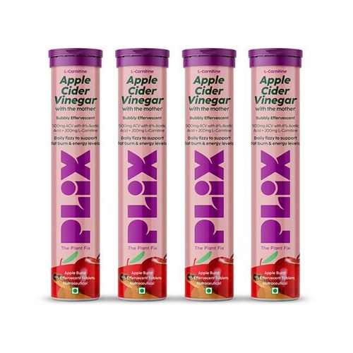 Plix The Plant Fix L-Carnitine Acv Effervescent Tablets 60 Tablets Unisex 4's