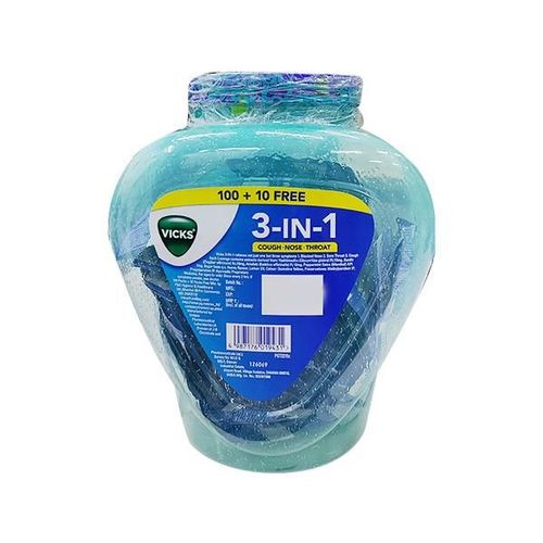 Vicks 3-in-1 Cough-Nose-Throat Lozenges - Honey Lemon Menthol (100's + 10's Free)