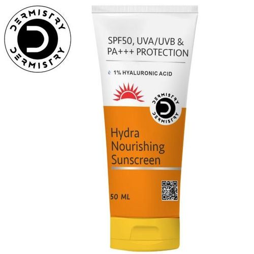 Dermistry 1% Hyaluronic Acid Hydra Nourishing Sunscreen SPF 50 UVA UVB PA+++ Protection 50 ml