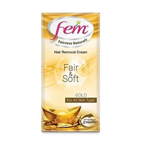 Fem Fairness Naturals Fair & Soft Hair Removal Cream for All Skin Type - Gold 25 gm