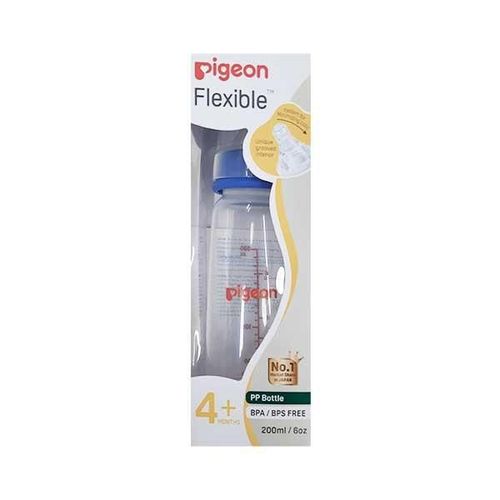 Pigeon Flexible PP Feeding Bottle with Round Base Nipple (M) - Blue 200 ml