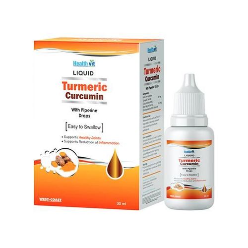 Healthvit Turmeric Extract 40mg Curcumin (Curcuminoids 95% ) With Piperine Liquid Drops 30 ml