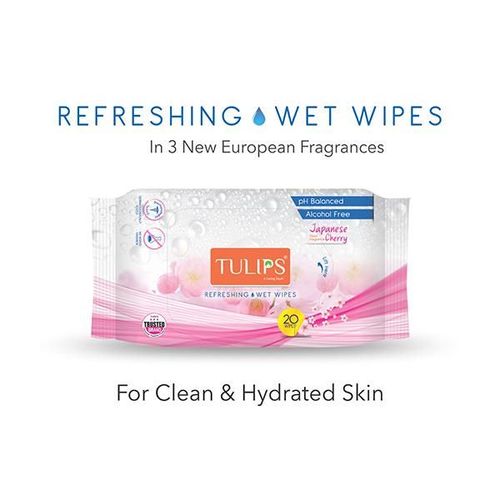 Tulips Refreshing Wet Wipes - Japanese Cherry 20's