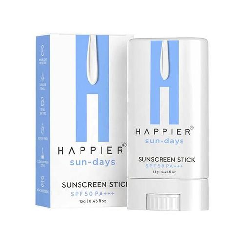 Happier Sunscreen Stick, SPF 50 PA+++, Lightweight, Quick Absorbing, Non-Greasy, No White Cast, Dermatologically Tested Sunscreen for All Skin Types 13 gm