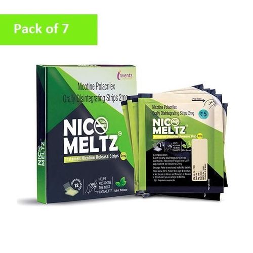 Inventz Nicomeltz Instamelt Nicotine Release Strips - Mint Flavour 2mg (Pack of 12 x 7's)