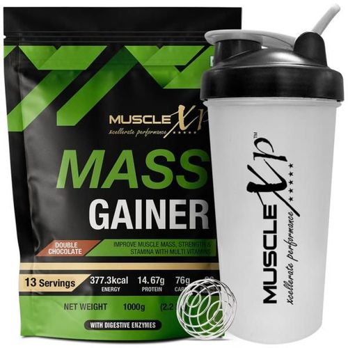 MuscleXP Mass Gainer - Double Chocolate 1 kg + Shaker 1's