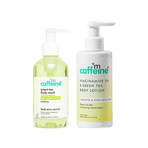 Mcaffeine Green Tea Bha Body Wash & Green Tea Niacinamide Body Lotion Combo 400 ml