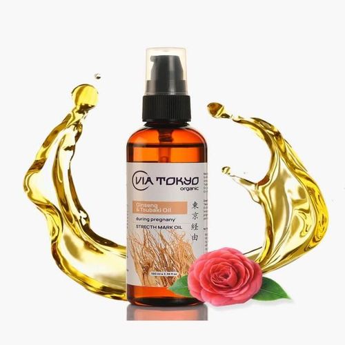 VIA TOKYO ORGANIC Ginseng & Tsubaki Oil Stretch Marks Oil, No Sulphates, No Paraben 100 ml