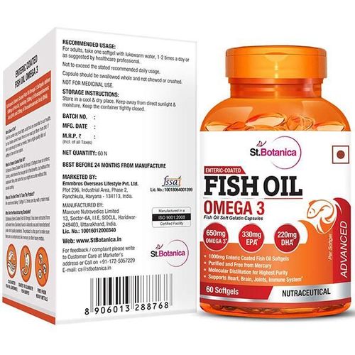 St.Botanica Fish Oil Advanced Double Strength 650mg Omega 3 with EPA 100 gm