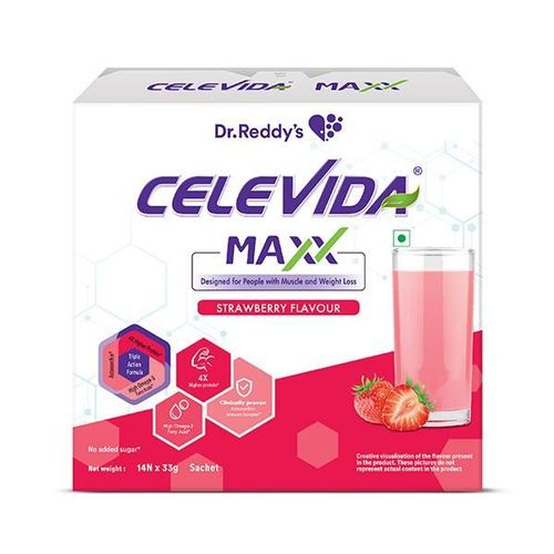 Celevida Maxx Nutritional Powder - Strawberry Flavour (Pack of 14 x 33 gm)