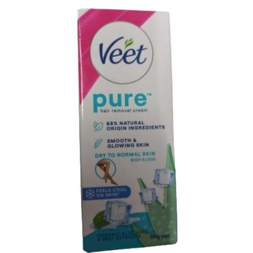 Veet Pure Hair Removal Cream Dry To Normal Skin With Organic Aloe Vera & Mints Extracts 30 g