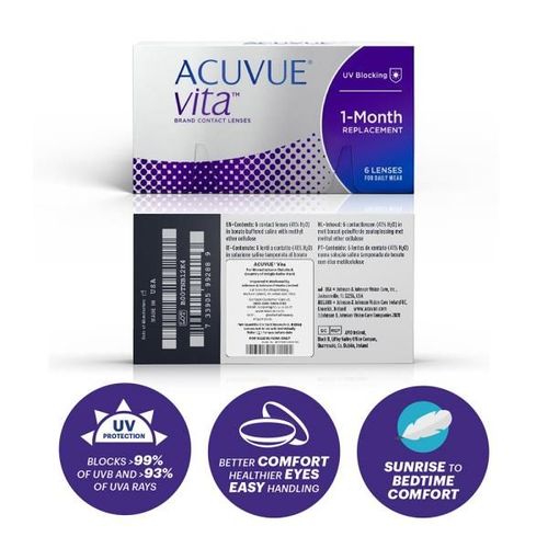 Acuvue Vita Monthly Disposable Contact Lenses - (-10 Power) Pack of 6's