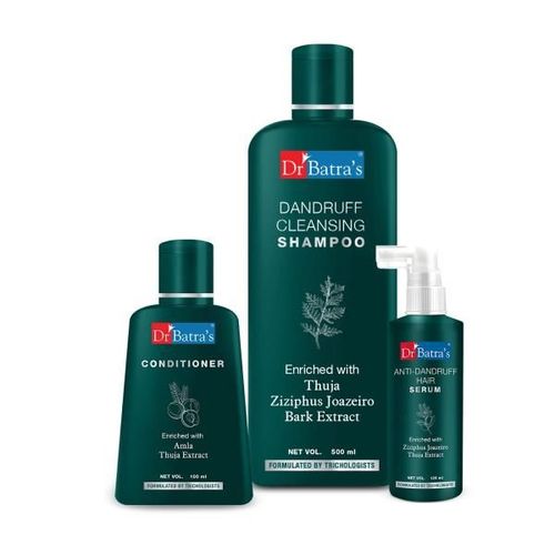 Dr Batra's Dandruff Cleansing Shampoo 500 ml + Anti-Dandruff Hair Serum 125 ml + Conditioner 100 ml