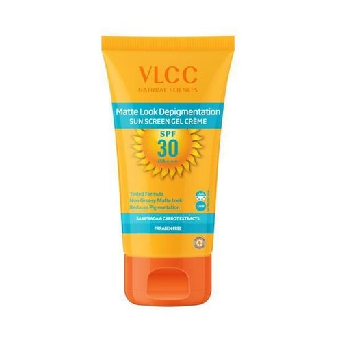 VLCC Matte Look Depi gmentation SPF 30 Pa+++ UVA UVB Sun Screen Gel Creme Saxifraga & Carrot Extract 125 gm