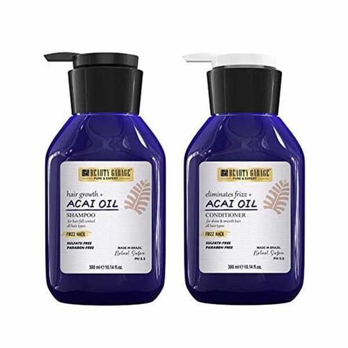 Beauty Garage Hair Growth+ Frizz Hack Shampoo 300 ml + Frizz Hack Conditioner 300 ml - Acai Oil 600 ml