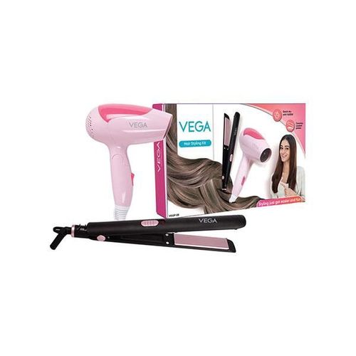 Vega Hair Styling Kit with Hair Dryer and Straightener Combo, (VGGP-08), Multicolored 1's