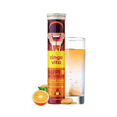 Zingavita Happy Multivitamin Effervescent Tablet - Orange Flavour 20's