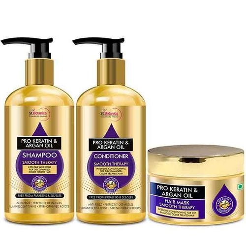 St.Botanica Shampoo 300 ml + Conditioner 300 ml + Hair Mask 200 ml - Pro Keratin & Argan Oil