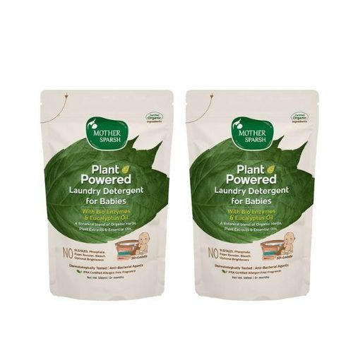 Mother Sparsh Baby Laundry Liquid Detergent- Enzymes And Eucalyptus Oil, Refill Pack (500Ml X 2) 2's